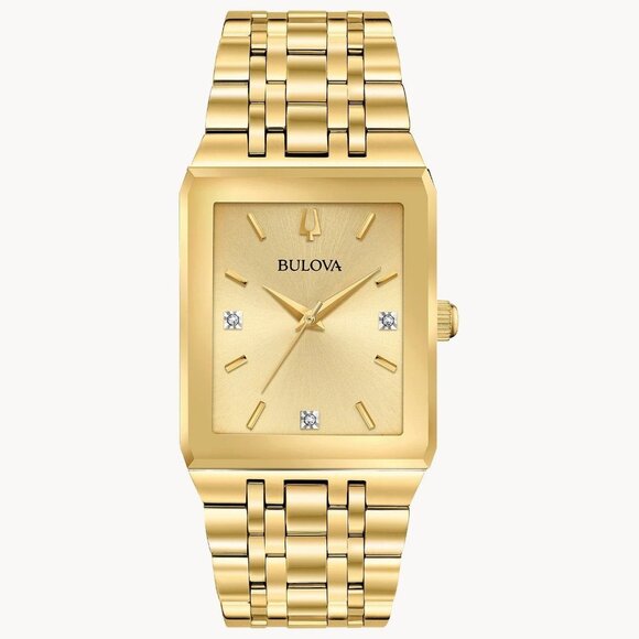 Bulova Men's Quadra Quartz Gold Watch 30MM - Picture 1 of 4